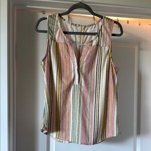 Pink and Green Sleeveless Top. Cute button detail down the back. New, no tags.